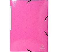 Exacompta - Réf. 55924E - 1 chemise à élastiques Iderama - pochette 3 rabats Maxi Capacity - en carte lustrée pelliculée 600 g/m2 - dimensions 24 x 32 cm pour format A4 - couleur rose