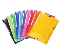 Exacompta - Réf. 55929E - Carton de 25 chemises à élastiques Iderama - pochettes 3 rabats Maxi Capacity - en carte lustrée pelliculée 600 g/m2- dim 24 x 32 cm pour format A4 - couleurs assorties