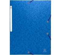 Exacompta - Réf. 5592E - Paquet de 10 chemises à élastiques sans rabat Scotten - pochettes en carte lustrée gaufrée 600 g/m2 - dimensions 24 x 32 cm pour documents au format A4 - couleur bleu