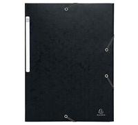 Exacompta - Réf. 55951E - Carton de 25 chemises à élastiques Scotten - pochettes 3 rabats Maxi Capacity - en carte lustrée gaufrée - dim 24 x 32 cm pour documents au format A4 - couleur noir