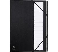 Exacompta - Réf. 56012E - 1 trieur Ordonator - avec élastiques - couverture rigide en carton - onglets imprimés plastifiés de 1 à 12 - 12 compartiments - dim 23,5x 33,5 cm - pour A4 - couleur noir