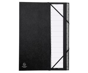 Exacompta - Réf. 56012E - Carton de 12 trieurs Ordonator - avec élastiques - couverture rigide en carton - onglets imprimés plastifiés de 1 à 12-12 compartiments - dim 23,5x 33,5 cm - pour A4 - noir