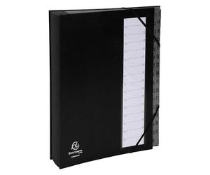 Exacompta - Réf. 56032E - Carton de 6 trieurs Ordonator - avec élastiques - couverture rigide en carton - onglets imprimés plastifiés de 1 à 31-32 compartiments - dim 23,5x 33,5 cm - pour A4 - noir