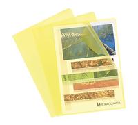 Exacompta - Réf. 56116E - Sachet de 10 pochettes coins - En polypropylène grainé - Epaisseur 12/100ème - Dimensions : 22x31cm - Format à classer A4 - Coloris jaune