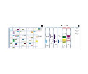 Exacompta - Réf. 56150E - 1 tableau blanc magnétique planning annuel - textes en français - effaçable à sec - livré avec tous les accessoires nécessaires - format 90 x 59 cm - couleur blanc & Réf. 58150E - 1 tableau blanc magnétique planning hebdomadaire - textes en français - effaçable à sec - livré avec tous les accessoires nécessaires - format 90 x 59 cm - couleur blanc