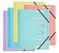 Exacompta - Réf 56170E - Carton de 10 trieurs Chromaline Pastel - 3 rabats - avec élastiques et fenêtres découpées - couverture et intérieur en PP - 6 compartiments - dim 25x32cm - pour A4 - assorties
