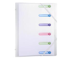 Exacompta - Réf. 56177E - Carton de 10 trieurs Chromaline - 3 rabats - avec élastiques et fenêtres découpées - couverture et intérieur en PP - 6 compartiments - dim 25x32cm - A4 - incolore