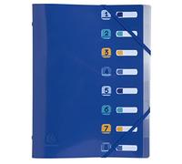 Exacompta - Réf. 56212E - 1 trieur Bee Blue - avec élastiques et fenêtres découpées - couverture et intérieur en PP recyclé - 8 compartiments - pour A4 - dim 25 x 32 cm - couleur bleu marine