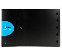 Exacompta - Réf. 56234E - Carton de 5 classeurs de présentation Exashow - en polypro rigide - format portrait A4 - avec 4 anneaux de 30 mm livré avec 20 pochettes - présentation en chevalet ou à plat