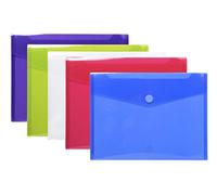 Exacompta - Réf. 56420E - Carton de 50 pochettes enveloppes fermeture scratch et rabat - En PP souple - Dimensions d'une pochette : 24 x 31,5 cm - Format à classer A4 - Couleurs assorties