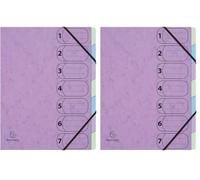 Exacompta - Réf. 56560E - 1 trieur HARMONIKA Aquarel - avec élastiques et fenêtres imprimées - dos extensible - couverture en carte lustrée - 7 compartiments - dim 24,5x32cm - A4 - couleurs aléatoires