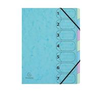 Exacompta - Réf. 56560E - Carton de 8 trieurs HARMONIKA Aquarel - avec élastiques et fenêtres imprimées - dos extensible - couverture en carte lustrée - 7 compartiments - 24,5x32cm - A4 - assorties