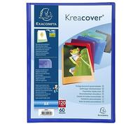 Exacompta - Réf. 5660E - 1 Protège-documents Kreacover Chromaline - 60 pochettes cristal lisse - 120 vues - pour A4 - dim 24 x 32cm - couverture en polypro semi-rigide - 8 couleurs aléatoires