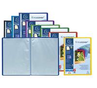 Exacompta - Réf. 5660E - Carton de 8 protège-documents Kreacover Chromaline - 60 pochettes cristal lisse - 120 vues - pour A4 - dim 24 x 32cm - couverture en polypro semi-rigide - couleurs assorties