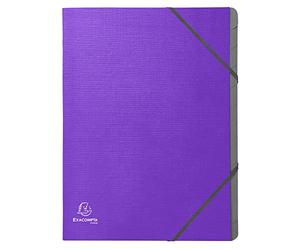 Exacompta - Réf. 56650E - 1 trieur agrafé 3 rabats avec élastiques Teksto - page de garde imprimée pour identifier le contenu - 12 compartiments - format 24,5 x 32 cm pour A4 - couleurs aléatoires