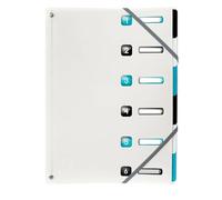 Exacompta - Réf. 56730E - 1 trieur Titane - dos extensible - avec élastiques et fenêtres découpées - en PP recyclé - 6 compartiments - 24x32 cm - A4 - couleurs aléatoires coco, noir ou turquoise