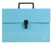 Exacompta - Réf. 56760E - Carton de 4 trieurs valisette avec poignée Aquarel - soufflets renforcés multicolores - fermeture par bouton clip - 18 compartiments - dim 32x24 cm pour A4 - assorties