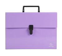 Exacompta - Réf. 56765E - 1 trieur valisette avec poignée Aquarel - soufflets renforcés multicolores - fermeture par bouton clip - 18 compartiments - dim 32x24 cm - pour A4 - couleur mauve