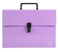 Exacompta - Réf. 56765E - Carton de 4 trieurs valisette avec poignée Aquarel - soufflets renforcés multicolores - fermeture par bouton clip - 18 compartiments - dim 32x24 cm - pour A4 - couleur mauve