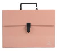 Exacompta - Réf. 56767E - Carton de 4 trieurs valisette avec poignée Aquarel - soufflets renforcés multicolores - fermeture par bouton clip - 18 compartiments - dim 32x24 cm - pour A4 - corail