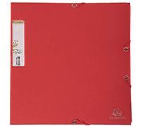 Exacompta - Réf. 56985E - Carton de 25 chemises à élastiques Forever - pochettes 3 rabats - en carte bicolore recyclée 380 g/m2 - dimensions 24 x 32 cm pour format A4 - couleur rouge
