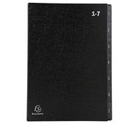 Exacompta Trieur Ordonator Réf. 57007E - couverture rigide, 7 compartiments, A4, noir, 25x33 cm