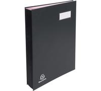 Exacompta - Réf. 57021E - 1 parapheur direction - dos à soufflets toilé - porte-étiquette - couverture plastifiée - 20 compartiments en carte rose avec 3 perforations - 24x35 cm - couleur noir
