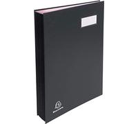 Exacompta - Réf. 57021E - Carton de 8 parapheurs direction - dos à soufflets toilé - porte-étiquette - couverture plastifiée - 20 compartiments en carte rose avec 3 perforations - 24x35 cm - noir