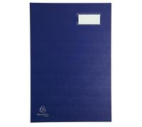 Exacompta - Réf. 57022E - Carton de 8 parapheurs direction - dos à soufflets toilé - porte-étiquette - couverture plastifiée - 20 compartiments en carte rose avec 3 perforations - 24x35 cm - bleu