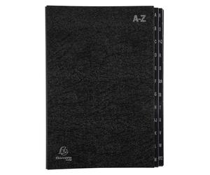 Exacompta - Réf. 57024E - Carton de 8 trieurs Ordonator - couverture rigide - intérieur en carte recyclée - onglets plastifiés de A à Z - 24 compartiments - dimensions 24 x 34 cm - Noir