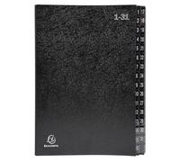 Exacompta - Réf. 57032E - Carton de 6 trieurs Ordonator - couverture rigide - intérieur en carte recyclée - onglets plastifiés numériques de 1 à 31-32 compartiments - dim 25x33 cm - pour A4 - noir