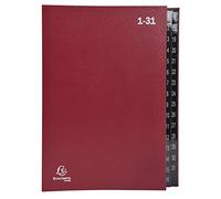 Exacompta - Réf. 57035E - 1 trieur Ordonator - couverture rigide - intérieur en carte noire - onglets plastifiés numériques de 1 à 31 - 32 compartiments - dim 25x33 cm - pour A4 - couleur rouge
