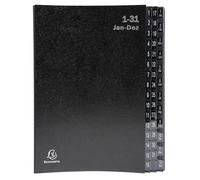 Exacompta - Réf. 57044E - Carton de 4 trieurs Ordonator - couverture rigide - intérieur en carte recyclée - onglets plastifiés alphanumériques de 1 à 31 et de A à Z - 32 compartiments - 24x34cm - Noir