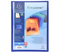 Exacompta - Réf. 5720E - 1 Protège-documents Kreacover Chromaline - 20 pochettes cristal lisse - 40 vues - pour A4 - dim 24 x 32 cm - couverture en polypro semi-rigide - 8 couleurs aléatoires