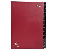 Exacompta - Réf. 57225E - Carton de 8 trieurs Ordonator - couverture rigide - intérieur en carte recy onglets plastifiés alphabétiques de A à Z - 24 compartiments - dim 24 x 34 cm - rouge