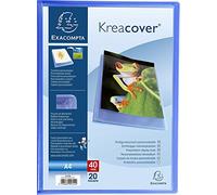Exacompta - Réf. 5722E - 1 Protège-documents Kreacover Chromaline - 20 pochettes cristal lisse - 40 vues - pour A4 - dim 24 x 32 cm - couverture en polypro semi-rigide - couleur bleu