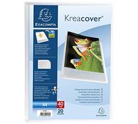 Exacompta - Réf. 5728E - 1 Protège-documents Kreacover Chromaline - 20 pochettes cristal lisse - 40 vues - pour A4 - dim 24 x 32 cm - couverture en polypro semi-rigide - couleur incolore