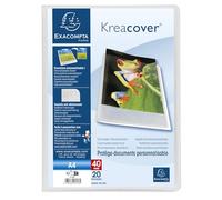 Exacompta - Réf. 5728E - Paquet de 5 protège-documents Kreacover Chromaline - 20 pochettes cristal lisse - 40 vues - pour A4 - dim 24 x 32 cm - couverture en polypro semi-rigide - couleur incolore