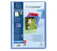 Exacompta - Réf. 5729E - 1 Protège-documents Kreacover Chromaline - 20 pochettes cristal lisse - 40 vues - pour A4 - dim 24 x 32 cm - couverture en polypro semi-rigide - 5 couleurs aléatoires