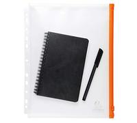 Exacompta - Réf. 57334E - Sachet de 5 Pochettes perforées ZIP orange - Pour ranger dans un classeur tous types de documents ou objets - Format à classer A4 - Coloris cristal translucide, neutre