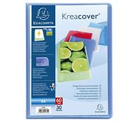 Exacompta - Réf. 5739E - 1 Protège-documents Kreacover Chromaline - 30 pochettes cristal lisse - 60 vues - pour A4 - dim 24 x 32 cm - couverture en polypro semi-rigide - 5 couleurs aléatoires
