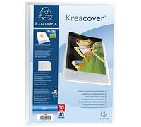 Exacompta - Réf. 5748E - 1 Protège-documents Kreacover Chromaline - 40 pochettes cristal lisse - 80 vues - pour A4 - dim 24 x 32 cm - couverture en polypro semi-rigide - couleur incolore