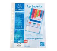 Exacompta - Réf. 5750E - Carton de 1000 pochettes perforées en Polypropylène lisse - Epaisseur 7,5/100ème qualité supérieure - Perforation universelle 11 trous - Format à classer A4 - Incolore