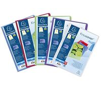Exacompta - Réf. 5759E - Carton de 8 Protège-documents Kreacover Chromaline - 50 pochettes cristal lisse - 100 vues - pour A4 - dim 24 x 32cm - couverture en polypro semi-rigide - 5 couleurs assorties