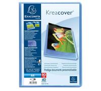 Exacompta - Réf. 5762E - Carton de 10 Protège-documents Kreacover Chromaline - 60 pochettes cristal lisse - 120 vues - pour A4 - dim 24 x 32 cm - couverture en polypro semi-rigide - bleu