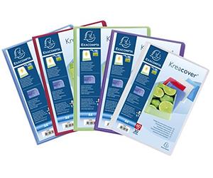 Exacompta - Réf. 5799E - 1 Protège-documents Kreacover Chromaline - 100 pochettes cristal lisse - 200 vues - pour A4 - dim 24 x 32 cm - couverture en polypro semi-rigide - 5 couleurs aléatoires
