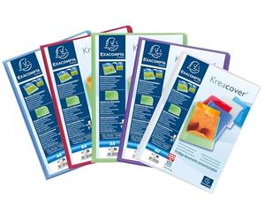 Exacompta - Réf. 5799E - Carton de 8 Protège-documents Kreacover Chromaline - 100 pochettes cristal lisse - 200 vues - A4 - dim 24 x 32 cm - couverture en polypro semi-rigide - couleurs assorties