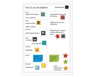 Exacompta - Réf. 58160E - 1 tableau blanc magnétique planning d'organisation Perso - effaçable à sec - magnets réinscriptibles fournis - format 43 x 30 cm - couleur blanc
