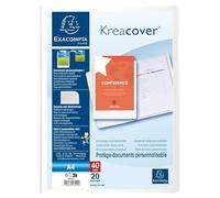 Exacompta - Réf. 58209E - Carton de 20 Protège-documents personnalisable Kreacover Chromaline - 20 pochettes cristal lisse - 40 vues - A4 - dim 24 x 32cm - couverture en polypro rigide - blanc