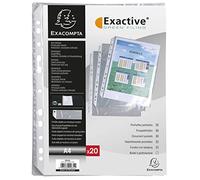 Exacompta - Réf. 5834E - Sachet de 20 pochettes perforées avec coins biseautés concues pour classeur Exactive réf 56034E - en PP lisse 5,5/100ème - Format à classer A4 - Vertical - Cristal